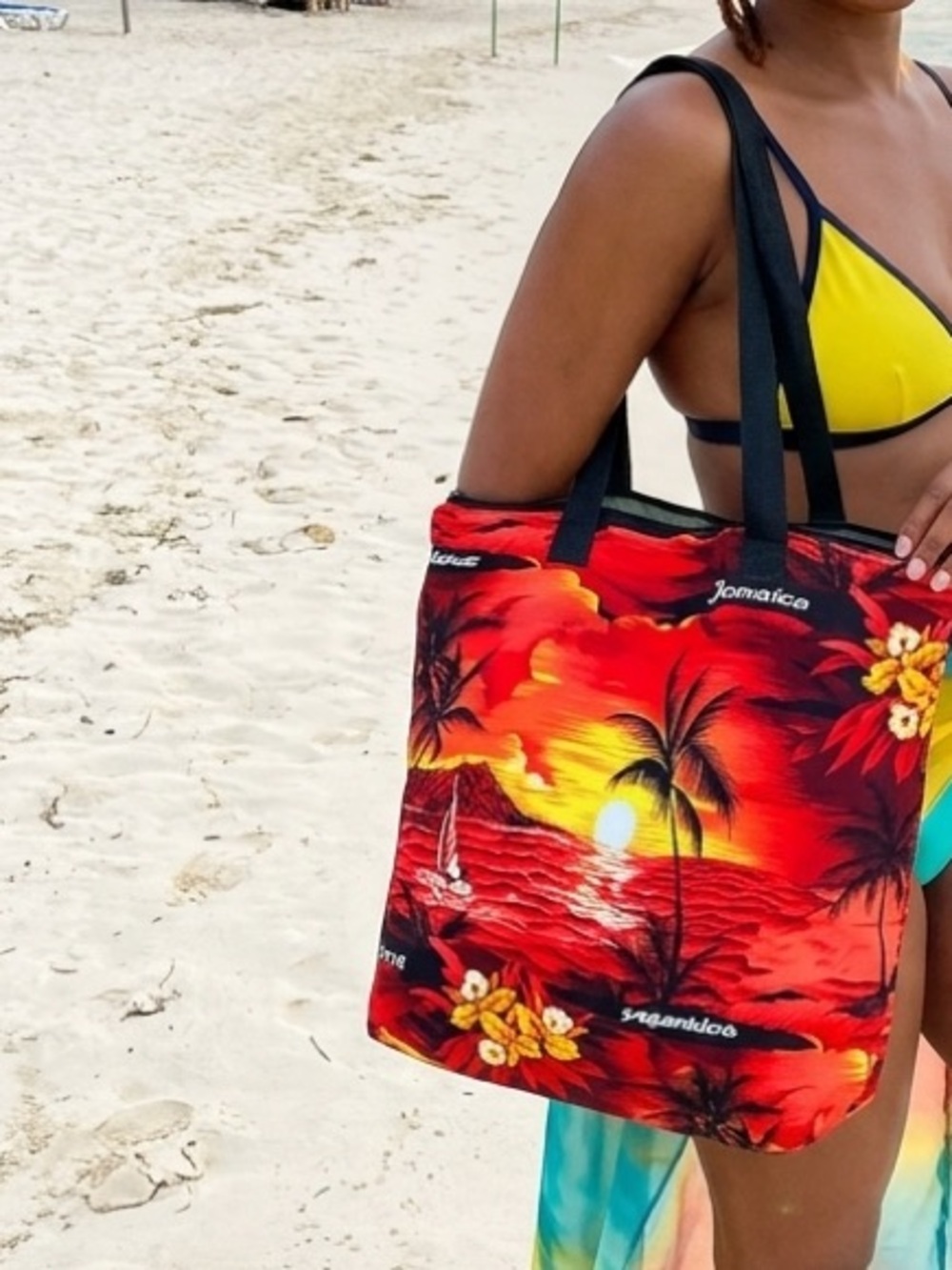 Jamaica Sunset Beach Zippered Tote Bag - Like New - Picture 2 of 5